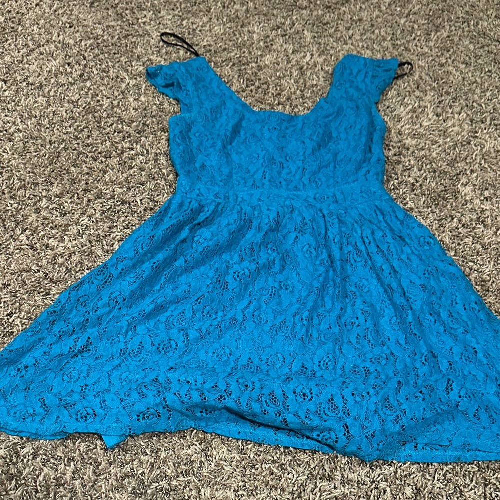 City Triangles Blue Lace Mini Dress